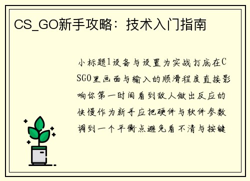 CS_GO新手攻略：技术入门指南